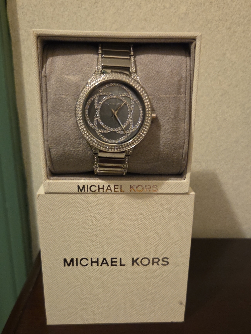 Michael Kors Silver-Tone Crystal Spiral Dial Women's Watch